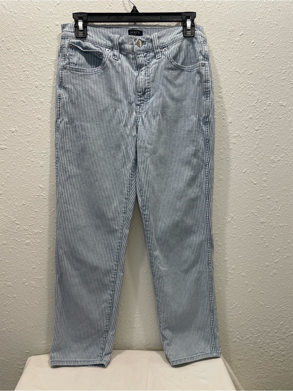 J. Crew Women’s Light Blue Pinstripe Relaxed Jeans